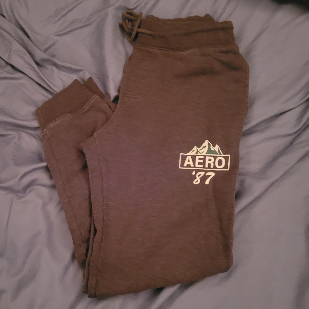 Aeropostale Heather Gray Sweatpants With Mountain Decal Size XS
